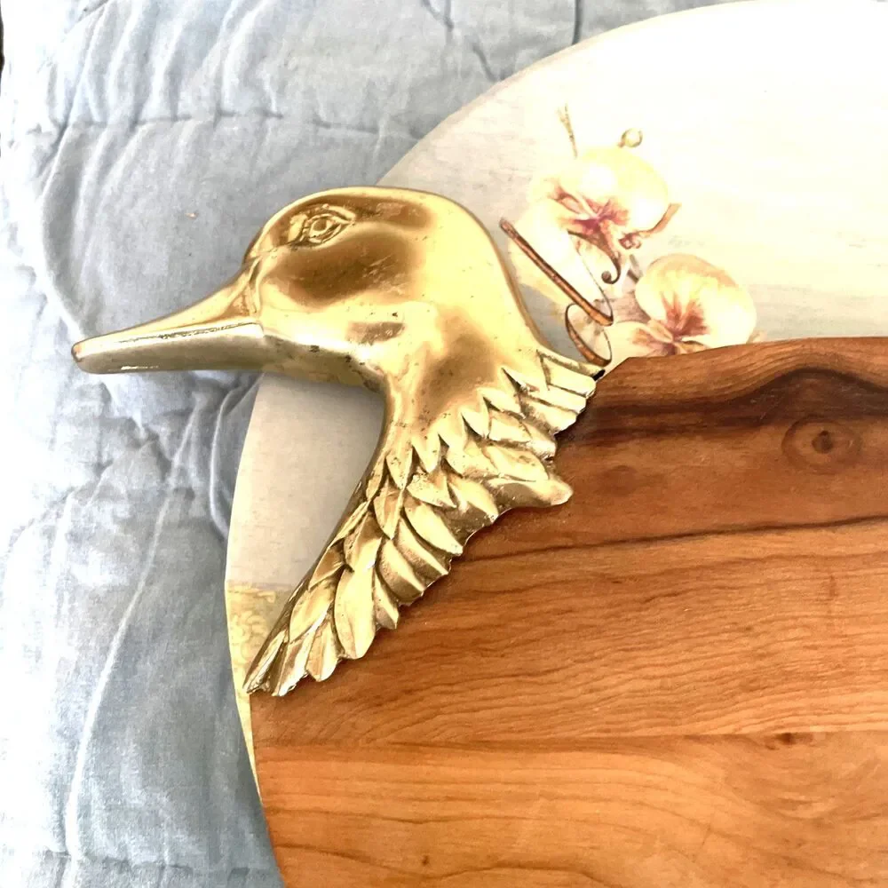 Brass and Wood Duck Cutting Board Charcuterie Cheese Board